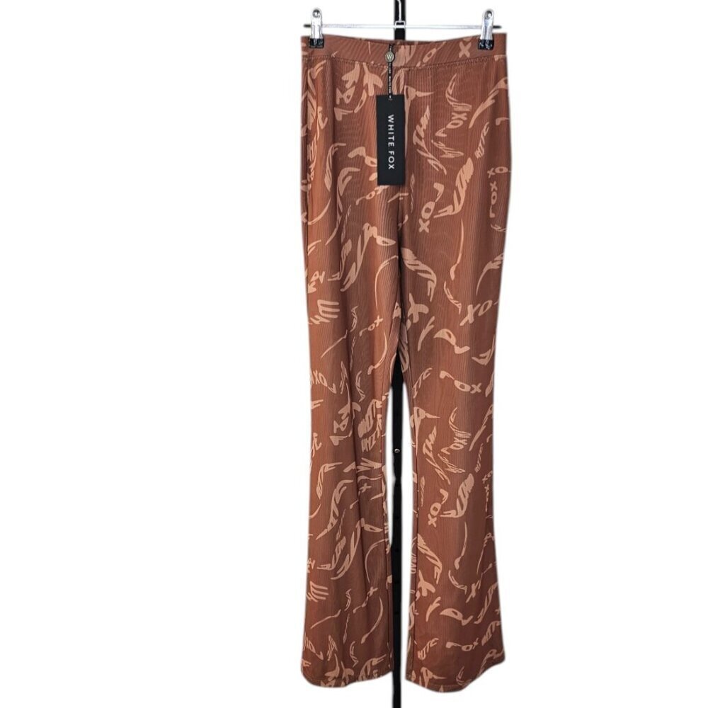 White Fox Boutique Find My Own Way Pants, Sheer, Cover Up, Brown, Wide Leg, Sz S